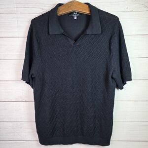 Magaschoni Polo Shirt Mens Large Black Short Sleeve Knit Lightweight Top